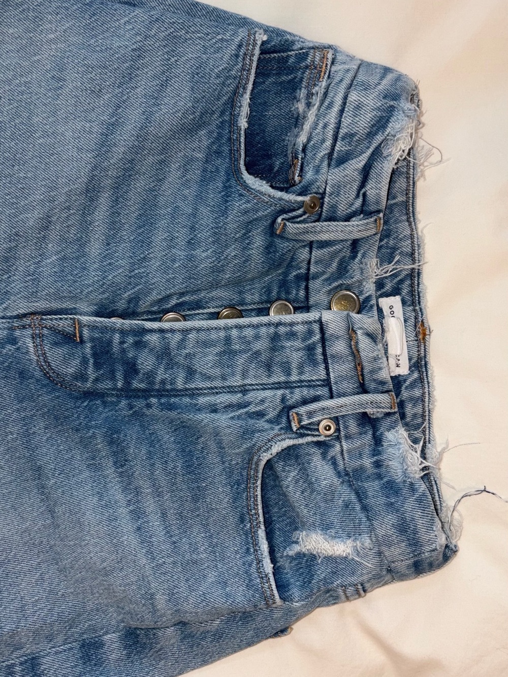 Good American Light Blue High-Rise Distressed Women's Jeans - Picture 3 of 6